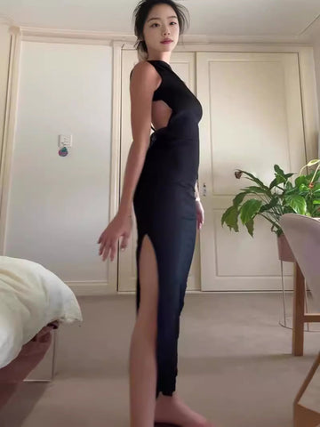 Fashion Sexy Design In Summer 2024 Feels The Back Open Fork Dress